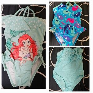 Girls Bathing Suit Swimsuit Bundle - 3 Lot - Sizes 3T 6-9 Months - Disney Ariel